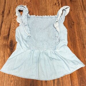 Women’s Old Navy Light Blue Ruffled Smocked Peplum Tank Top